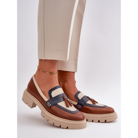 Naisten nahkaiset mokasiinit, ruskeat Laura Messi 2835 1