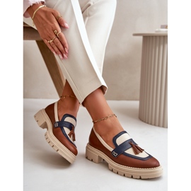 Naisten nahkaiset mokasiinit, ruskeat Laura Messi 2835 2