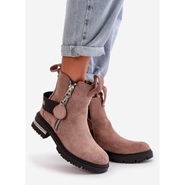 Eristetyt naisten nilkkurit vetoketjulla, tummanbeige Calvaro 1