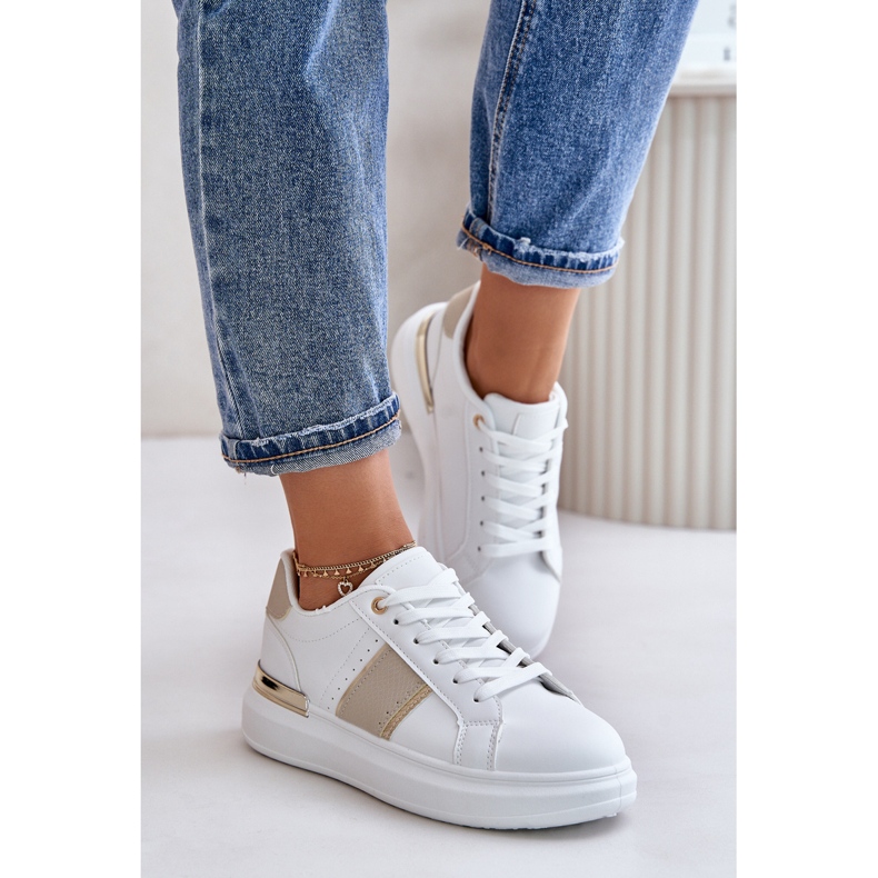 Muodikkaat naisten lenkkarit, jotka on valmistettu ekologisesta nahasta, beige Nevisase valkoinen 1