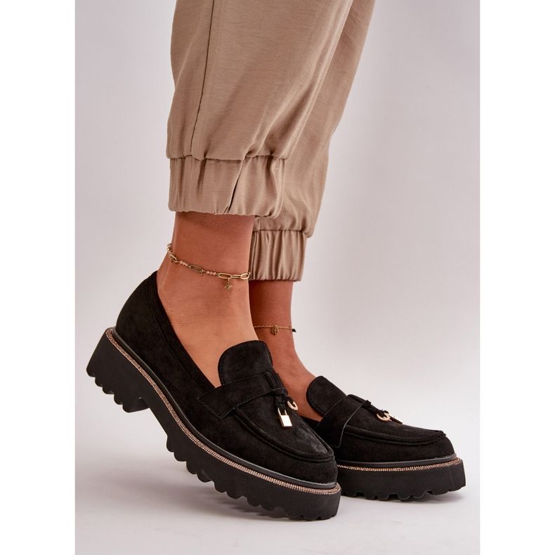 Naisten ekologiset mokkasiinit, joissa on koristelu musta Verindalle 1