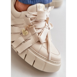 Naisten nahkalenkkarit Platform Beige CheBello 4568 2