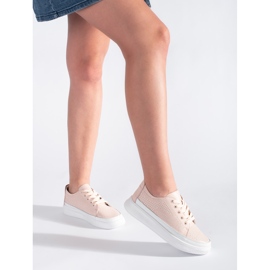 Sergio Leonen nahkaiset harjakattoiset pinkit tennarit vaaleanpunainen 2