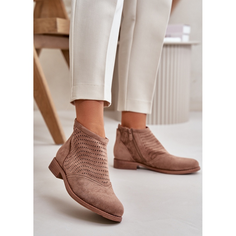 Naisten harjakattoiset saappaat tasaisella kantapäällä Ruskea S.Barski HY42-076 2