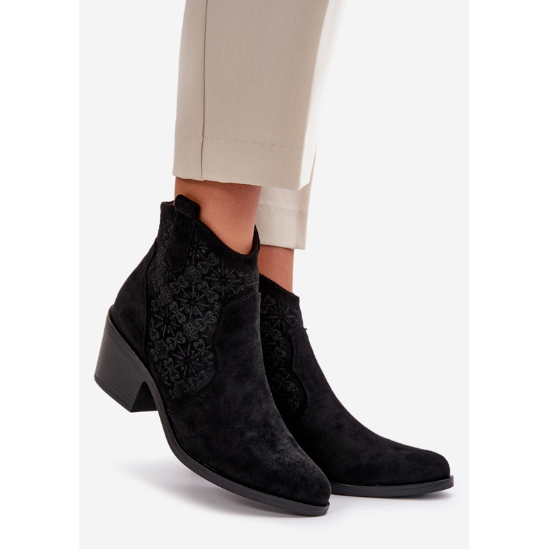 Harjakatkoiset Cowboy-saappaat vetoketjulla Eco Suede Musta S.Barski HY42-944 1