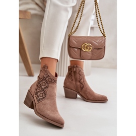 Harjakatkoiset Cowboy-saappaat vetoketjulla Eco Suede Ruskea S.Barski HY42-944 2