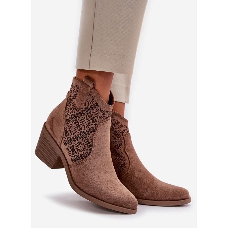 Harjakatkoiset Cowboy-saappaat vetoketjulla Eco Suede Ruskea S.Barski HY42-944 1