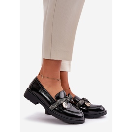 Patentti naisten mokasiinit rusetilla S.Barski HY42-331A musta 1