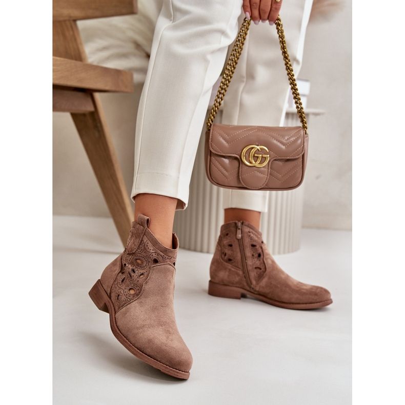 Naisten harjakattoiset saappaat vetoketjulla Ruskea S.Barski HY42-081 2