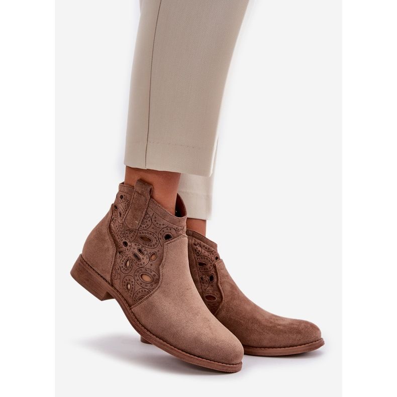 Naisten harjakattoiset saappaat vetoketjulla Ruskea S.Barski HY42-081 1