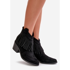 Naisten Cowboy-saappaat vetoketjulla Eco Suede Musta S.Barski HY42-127 1