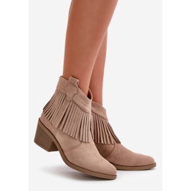 Naisten Cowboy-saappaat vetoketjulla Eco Suede Beige S.Barski HY42-127 1