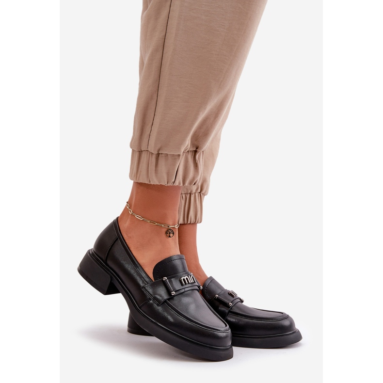 Tyylikkäät naisten mokasiinit luonnonnahasta, musta Vinceza 91114 1