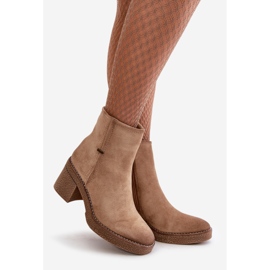 Naisten korkeakorkoiset saappaat, eristetyt Eco Suede beige Arkesia 1