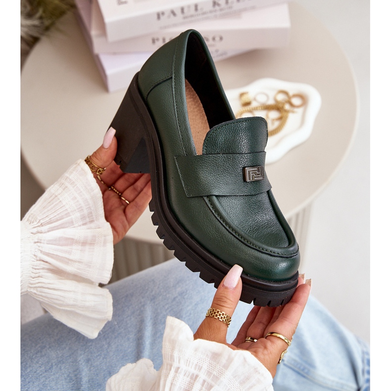 Zazoo 20168 elegantit naisten matalakorkoiset kengät, luonnonnahka, tummanvihreä 2