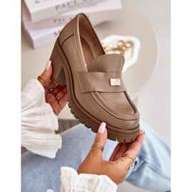 Zazoo 20168 elegantit naisten matalakorkoiset kengät, luonnonnahka, tumma beige 2