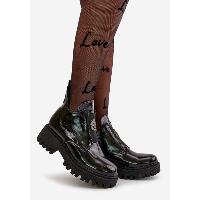 Zazoo 60451 naisten nahkaiset nilkkurit koristeella, patenttimusta 1