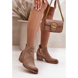 Zazoo 60475 mokkanahkaiset naisten matalakorkoiset saappaat, lämmitetyt, tumma beige 2