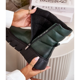 Zazoo 60512 naisten nahkasaappaat vetoketjulla, lämpimät huovalla, tummanvihreä 2