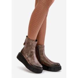 Zazoo 60369 naisten nahkaiset nilkkurit, tumma beige 1