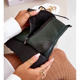 Zazoo 60499 Naisten saappaat alustalla ja kiilalämmitteinen luonnonnahka tummanvihreä 2