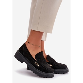 Naisten harjakattoiset kengät Mokasiinit Black Tannes musta 1