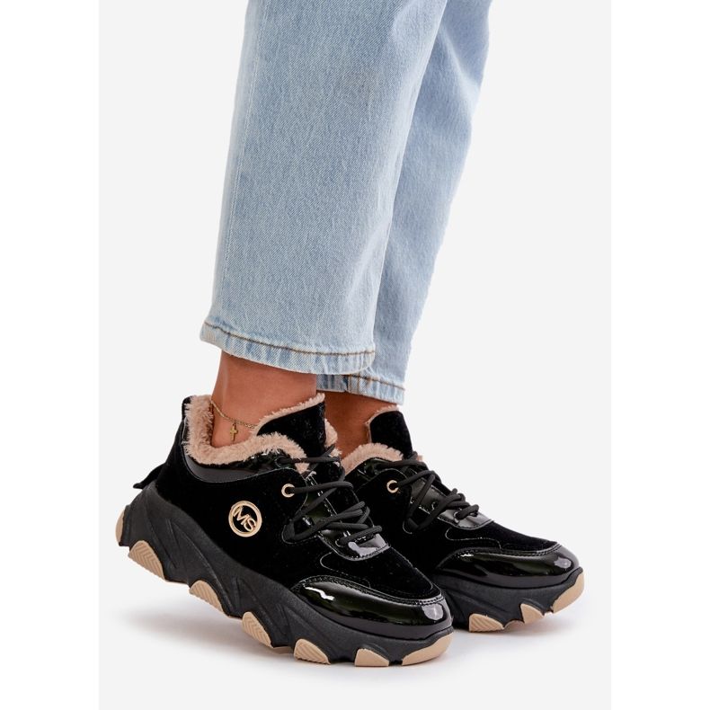 Naisten eristetyt nauhalliset urheilukengät alustalla, musta Verioras 1