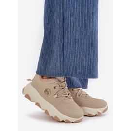 Naisten eristetyt nauhalliset urheilukengät alustalla, beige, valkoinen 1