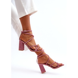 Naisten sandaalit postitse vaaleanpunaiset raidat vaaleanpunainen 4