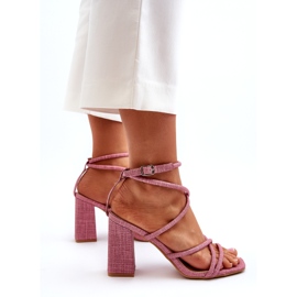 Naisten sandaalit postitse vaaleanpunaiset raidat vaaleanpunainen 3