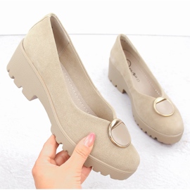 Naisten beigenväriset mokkanahkaiset slip-on kengät Filippo DP4569 1