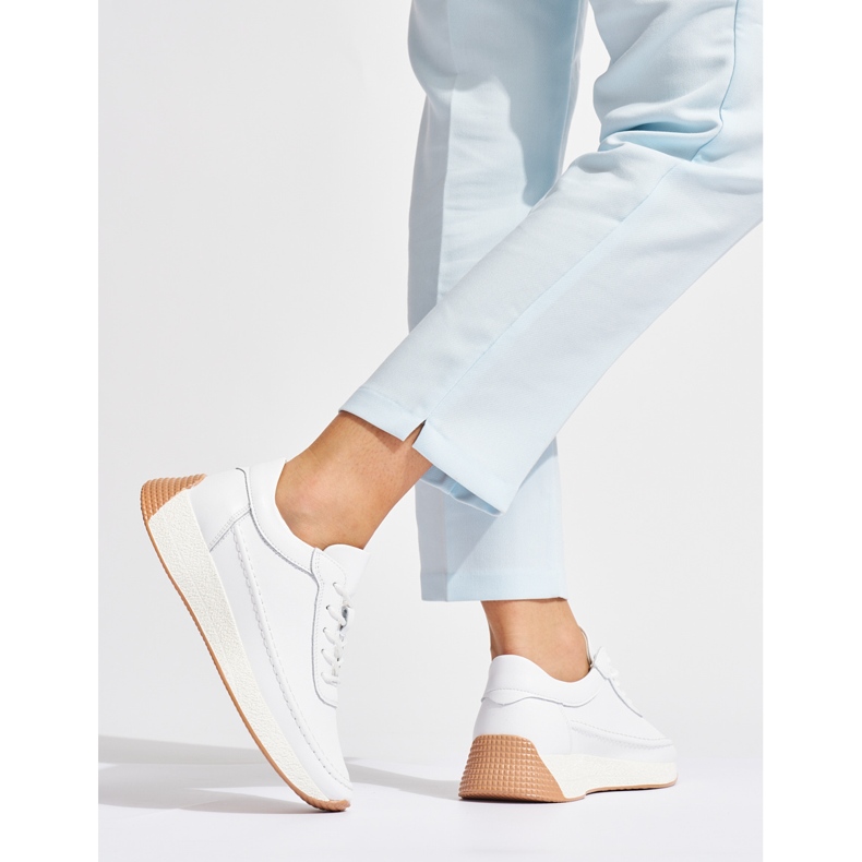 Sergio Leone Naisten avoimet nahkaiset valkoiset urheilukengät valkoinen 1