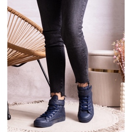 Tummansiniset korkeat lenkkarit Bonbonita ekonahasta sininen 1