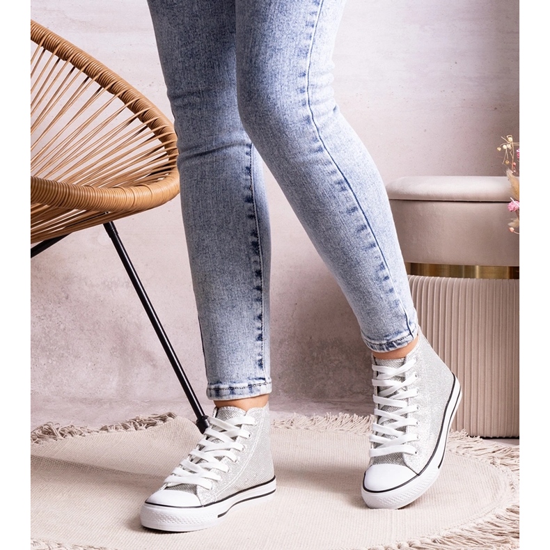 Hopean kiiltävät Ranifalin korkeat tennarit 1