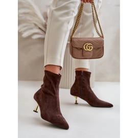 Naisten korkeakorkoiset saappaat, eko-mokka, teräväkärkiset ruskeat Irithare 2