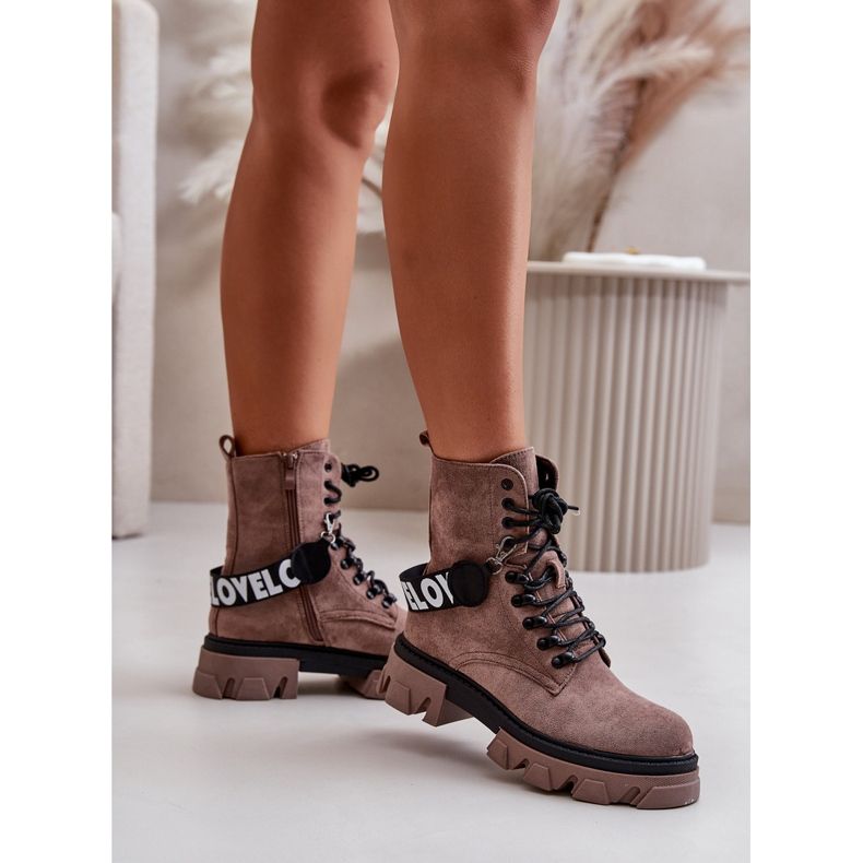 Mokkanahkaiset korkeat saappaat, joissa eristys Vaaleanruskea Danity 2