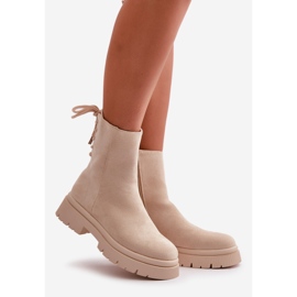 Beige Lakyta Suede tasakorkoiset nilkkurit 1