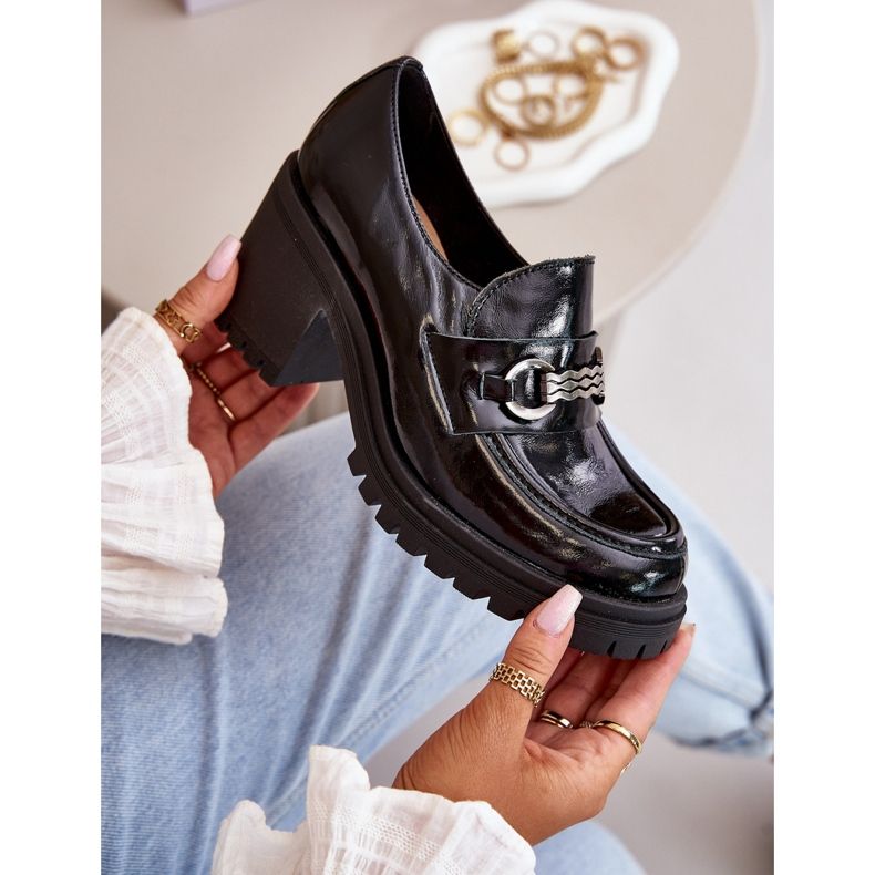 Zazoo 20175 naisten kiiltonahkakengät korkokengät, luonnonnahkaa, musta 2