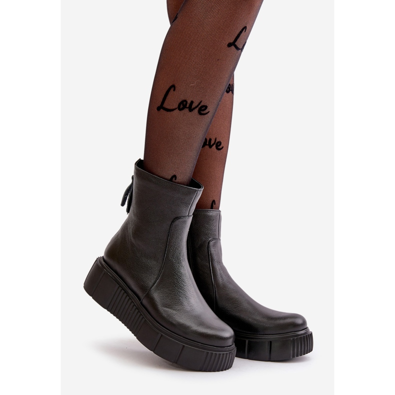 Zazoo 60369 naisten nahkaiset nilkkurit alustalla, musta 1