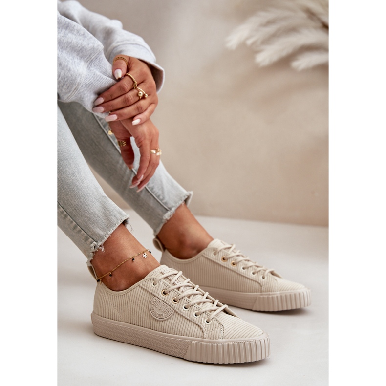 Naisten vakosamettieristetyt tennarit Big Star OO274812 Hi-Poly System beige 2