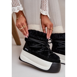 Naisten nahkaiset lumisaappaat paksulla pohjalla ja turkisella Big Star OO274A206 Musta 2