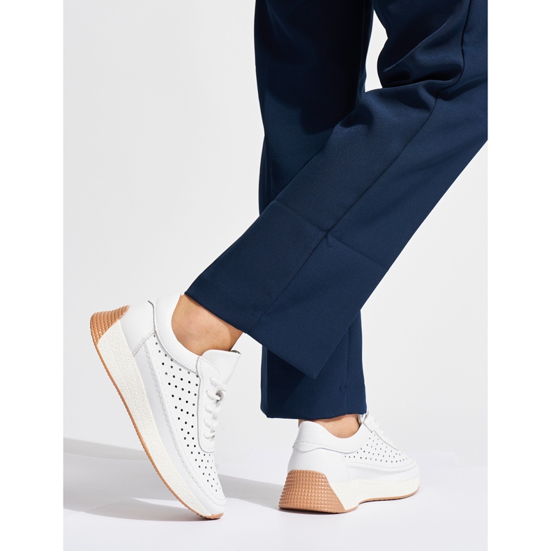 Sergio Leonen nahkaiset harjakattoiset valkoiset urheilukengät valkoinen 2