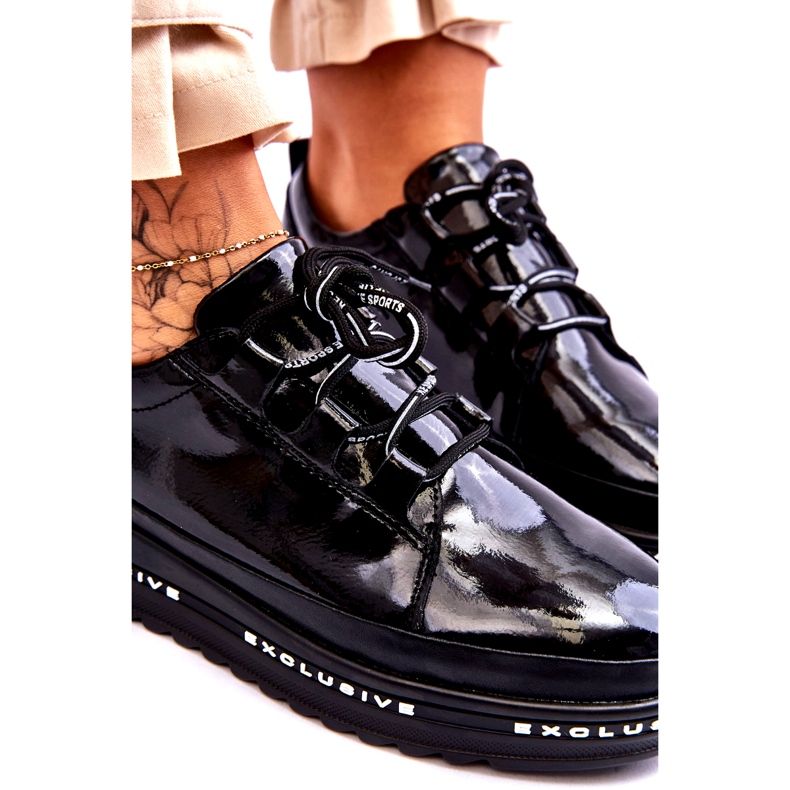 S.Barski Mustat Chantalin kiiltonahkaiset tennarit 5