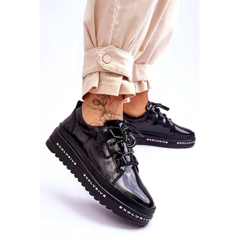 S.Barski Mustat Chantalin kiiltonahkaiset tennarit 4