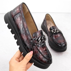 Naisten nahkakengät, mokasiinit ketjulla, viininpunainen Filippo DP6467 1