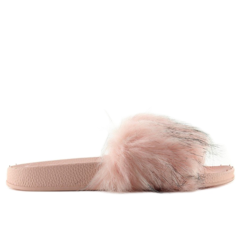 Vaaleanpunaiset tossut turkisella zy383-007-1 pinkki vaaleanpunainen 1