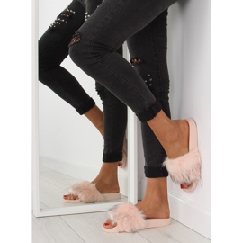 Vaaleanpunaiset tossut turkisella zy383-007-1 pinkki vaaleanpunainen 2