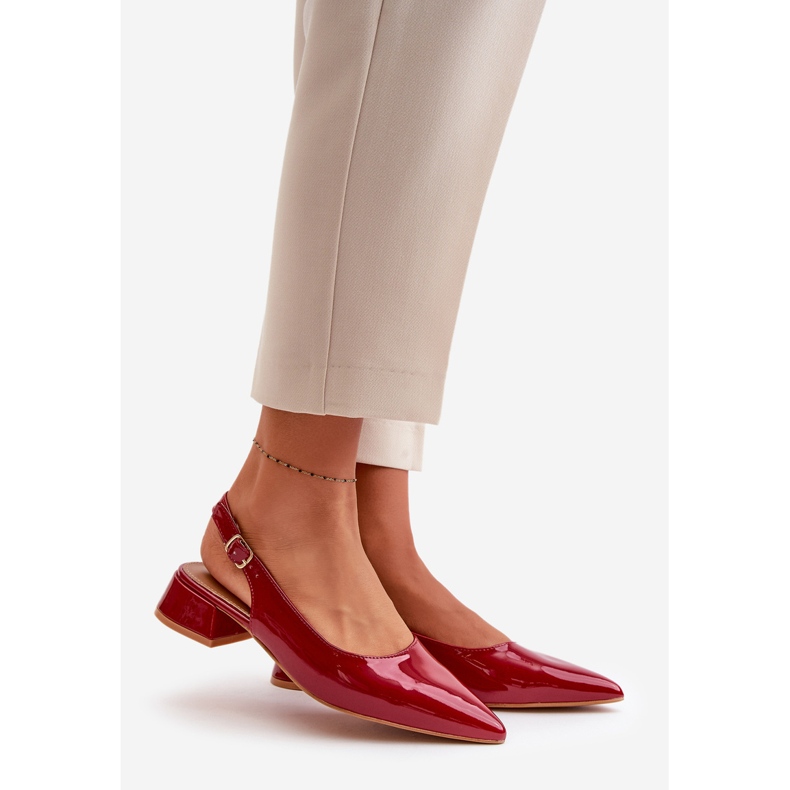 Kiiltonahkaiset balettikorkokengät, joissa on terävät varpaat Anarinne punainen 1