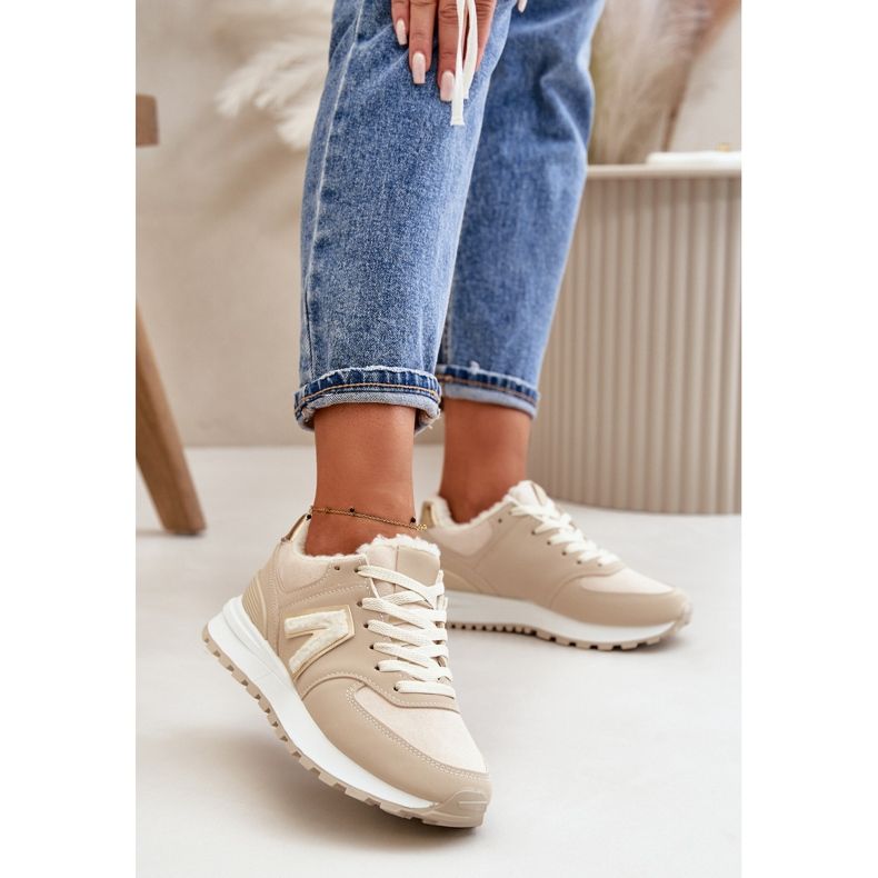 Naisten tennarit, urheilukengät, vuorattu lampaannahalla, beige Ciamara 2