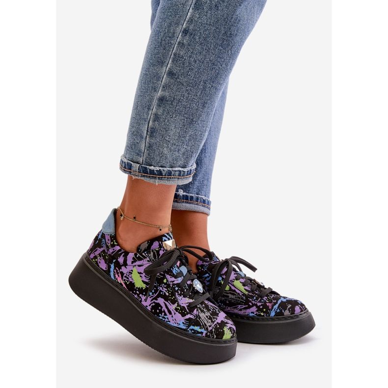 Nahkaiset urheilukengät alustalla Maciejka 06191-05 Purppura musta 1